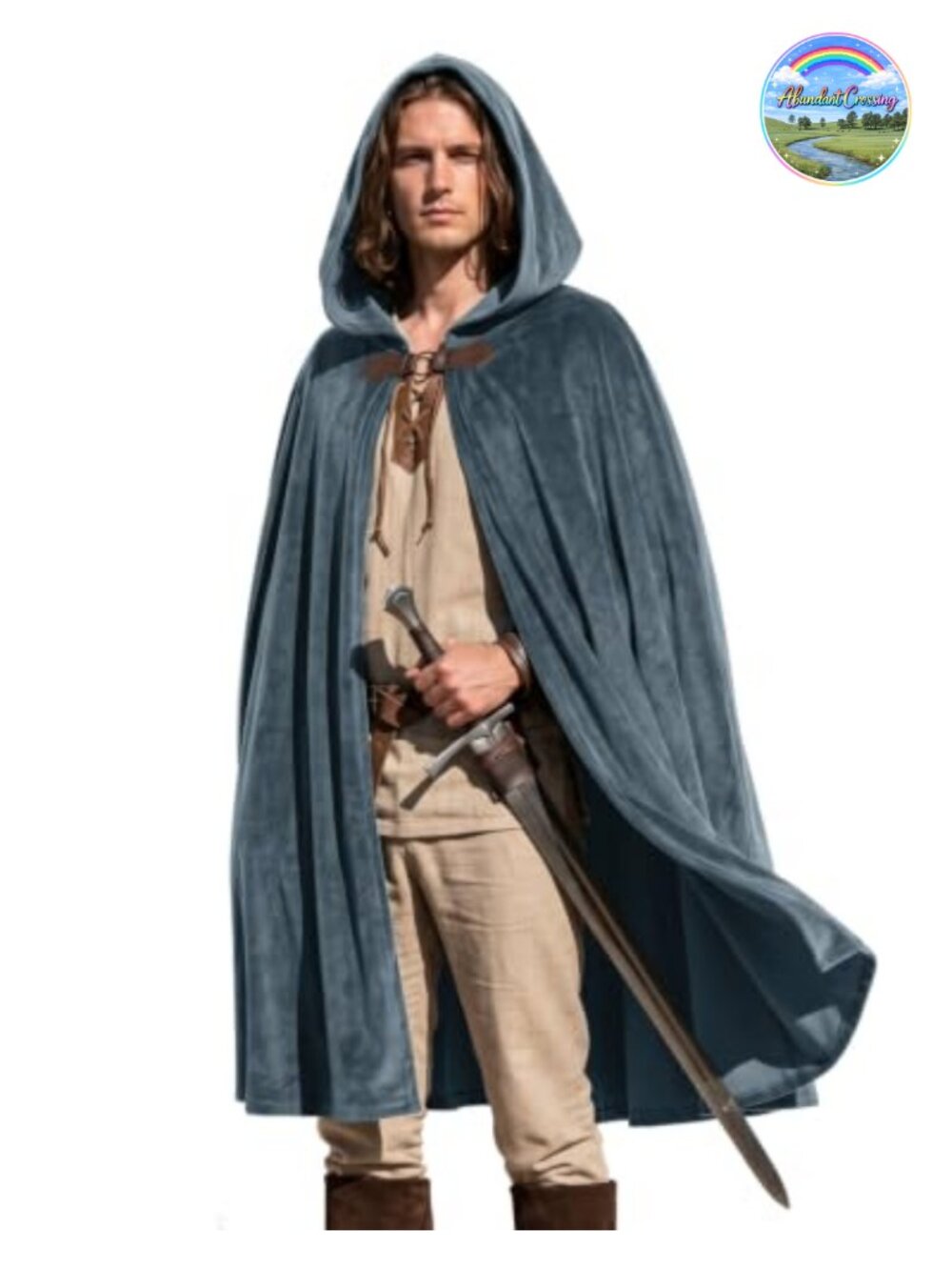 Velvet Hooded Cloak Renaissance Medieval Cape Cosplay LARP